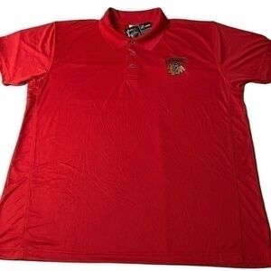 NHL Chicago Blackhawks Mens Polo Shirt Red Buttons Embroidered Logo  2XL NWT